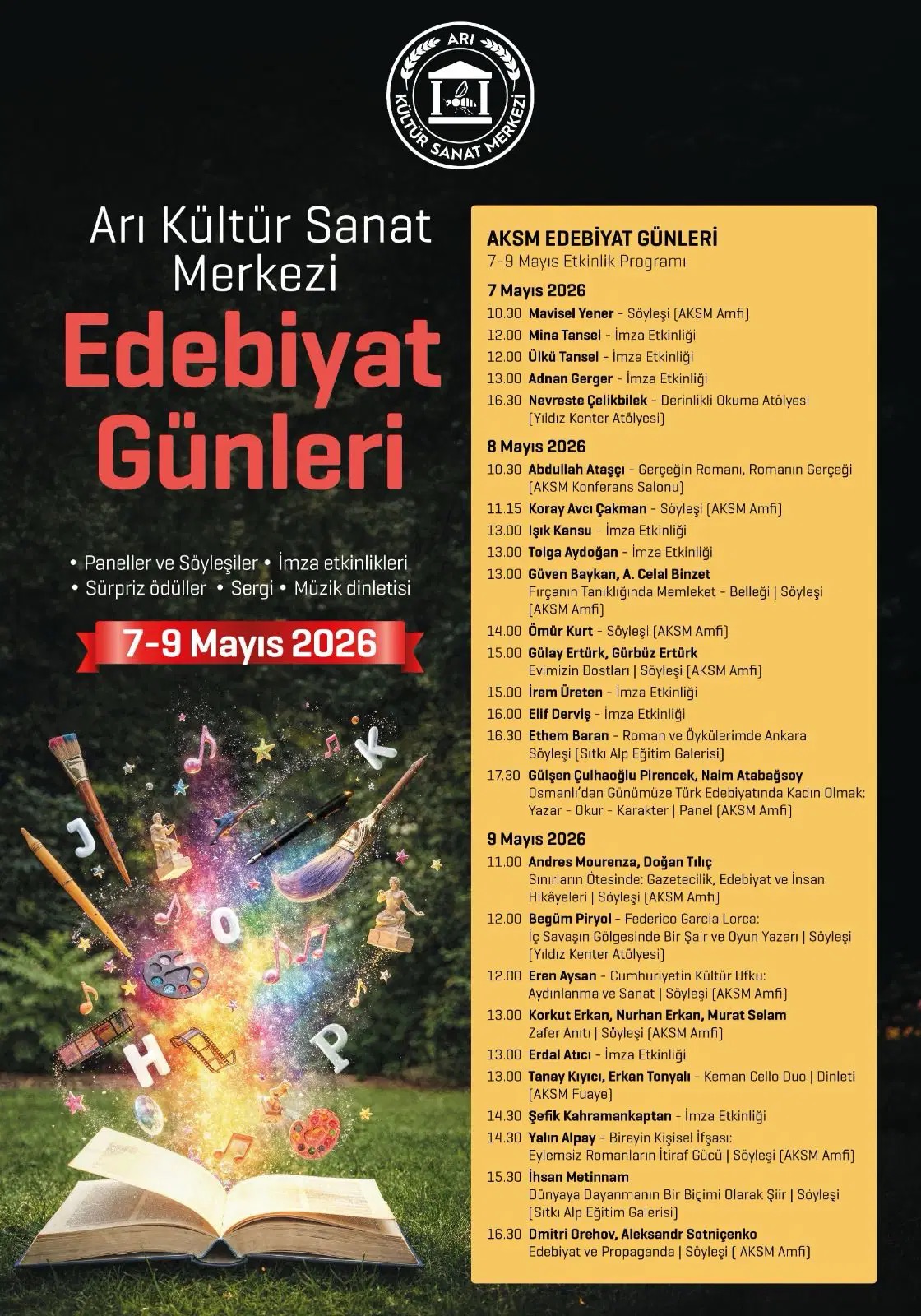 Arı Kültür Sanat Merkezi’nde Edebiyat Günleri Başlıyor
